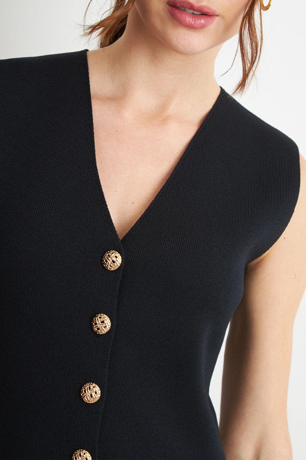 Gilet Largo con Botones Negro Nicopoly-5