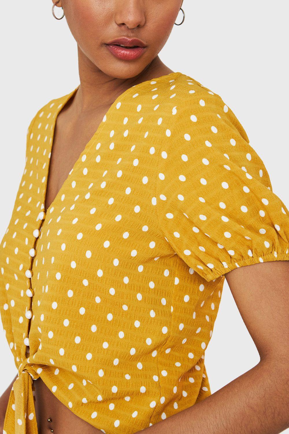 Blusa Lunares Y Nudo Amarillo Nicopoly-5