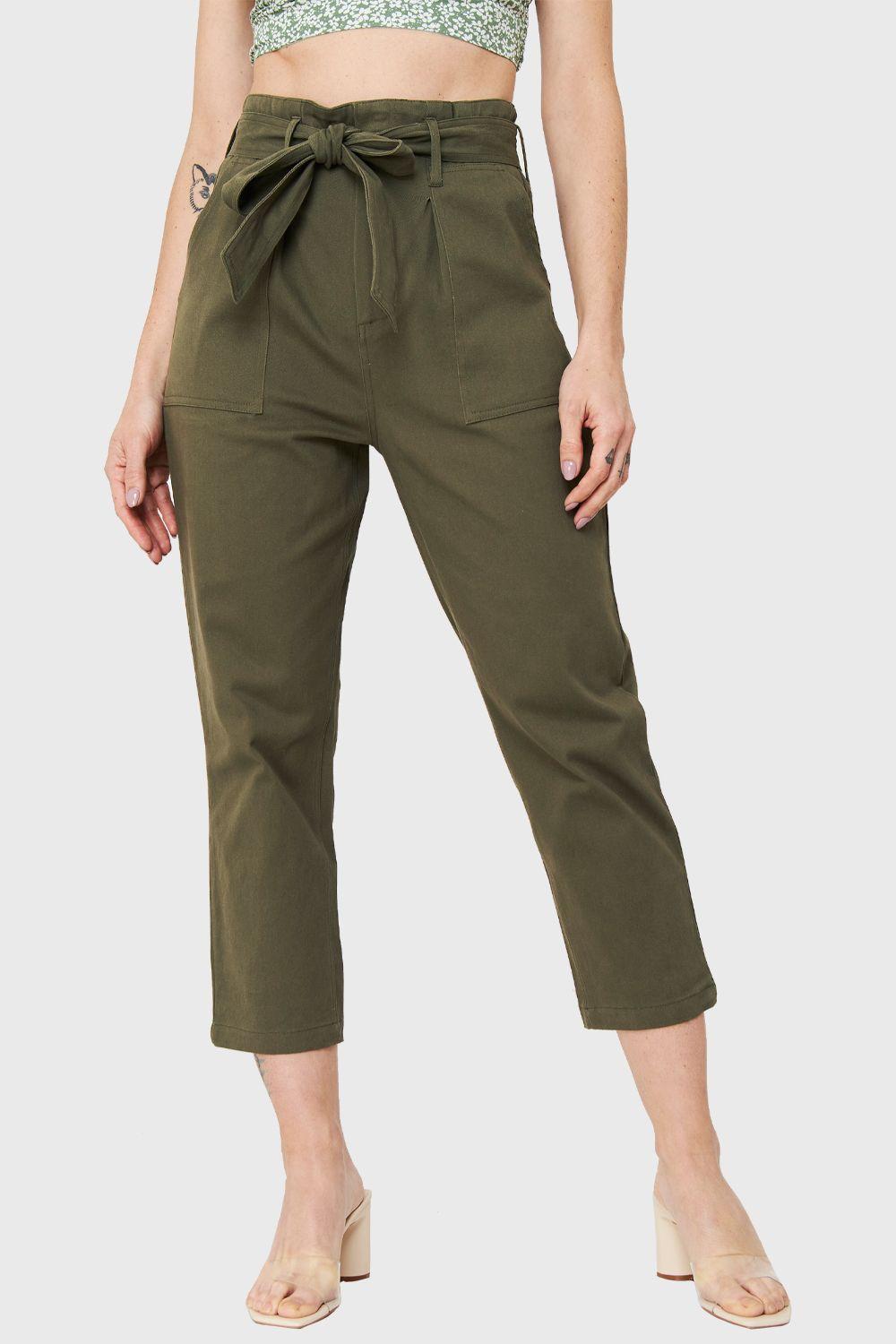 Pantalón Bolsillos Cargo Oliva Nicopoly-0