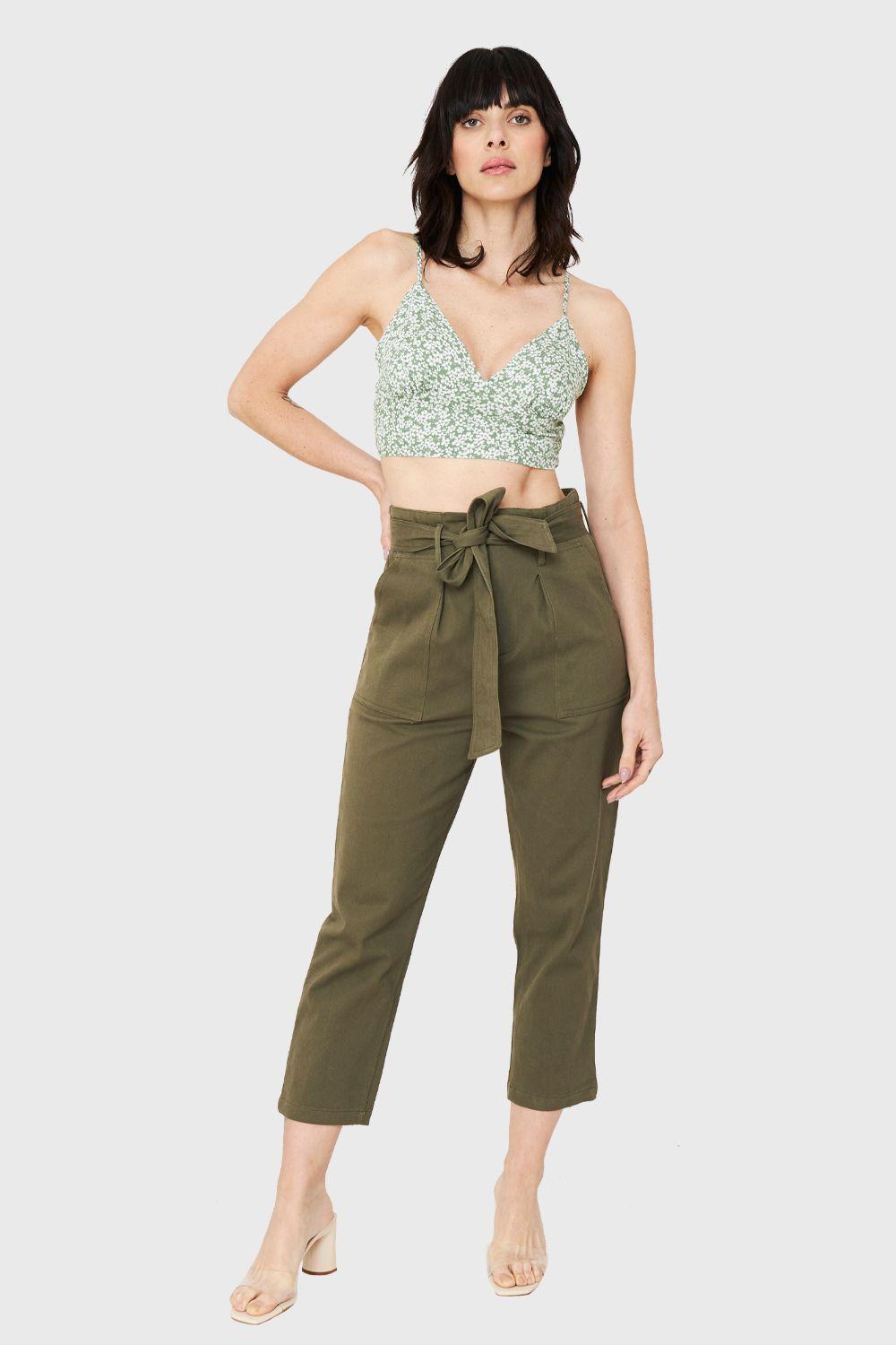 Pantalón Bolsillos Cargo Oliva Nicopoly-1