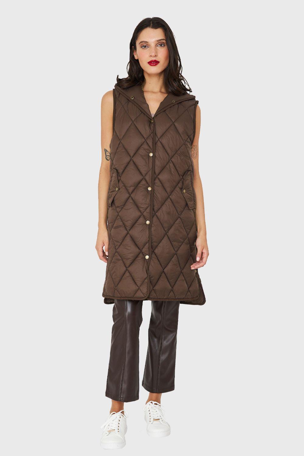 Parka Sin Mangas Quilt Marrón Nicopoly-1
