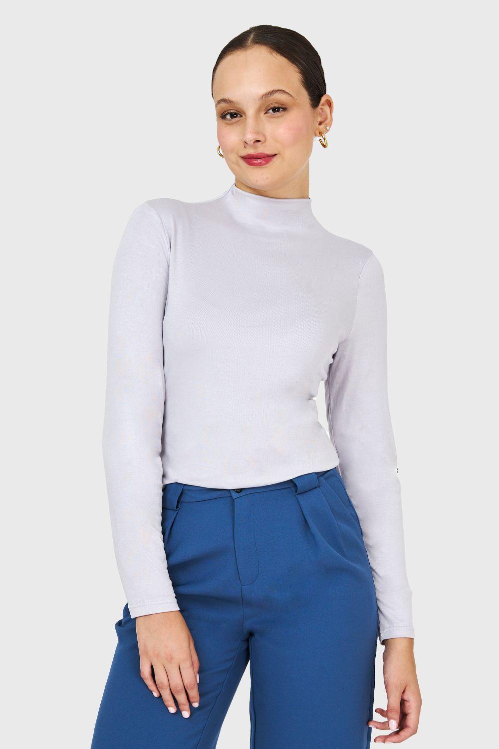 Polera Cuello Alto Gris Nicopoly-4