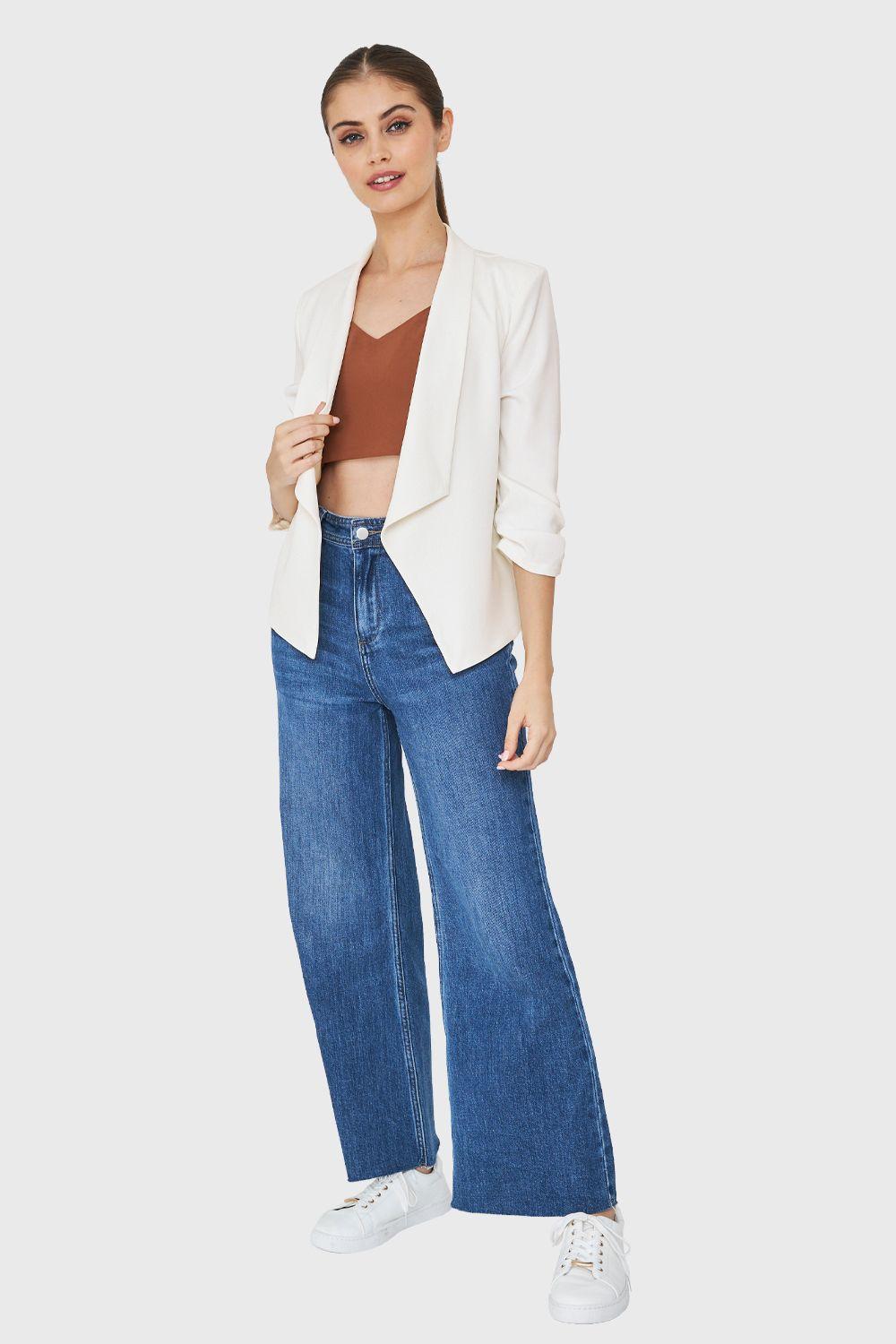 Blazer Mangas 3/4 Solapa Blanco Nicopoly-1