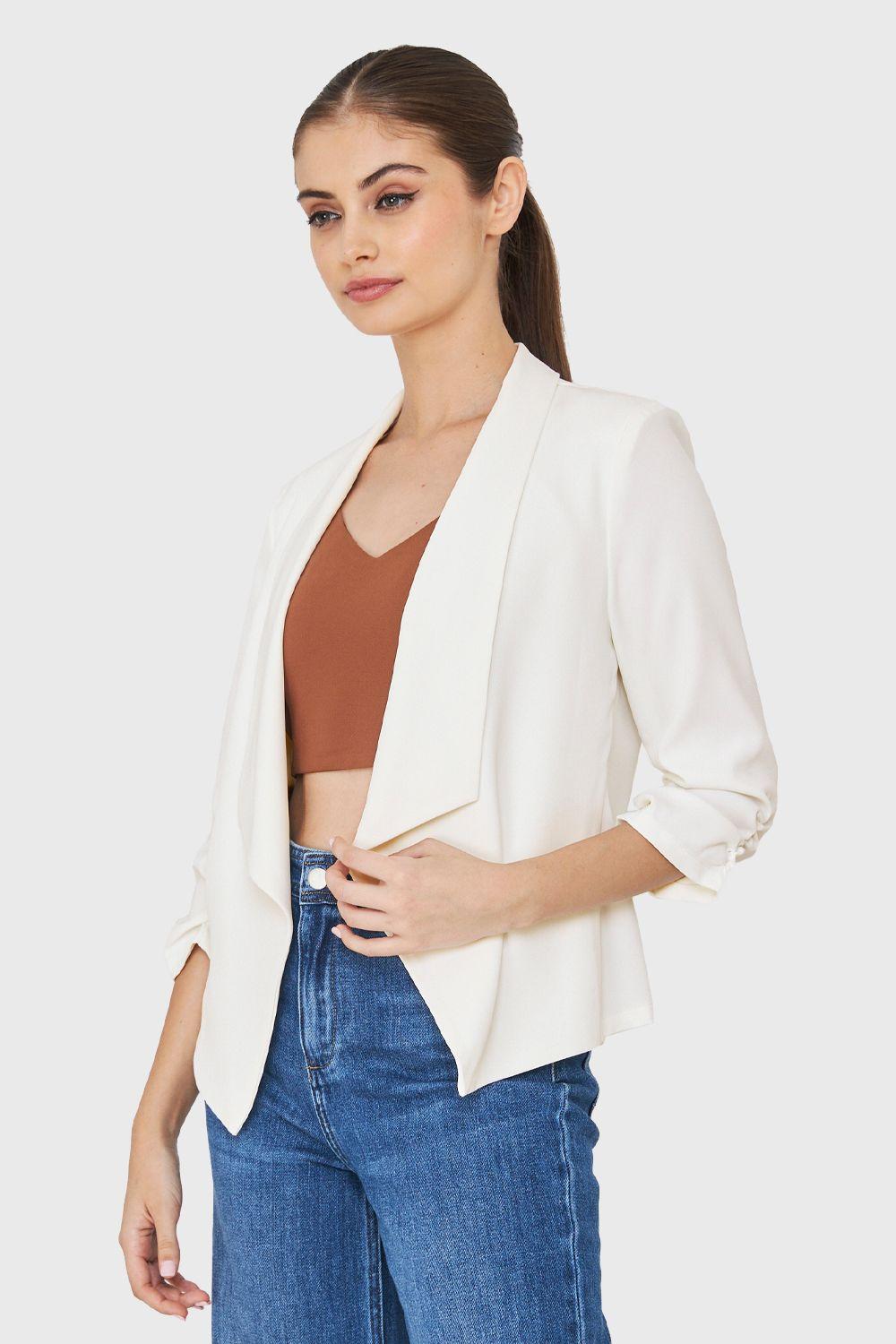 Blazer Mangas 3/4 Solapa Blanco Nicopoly-2