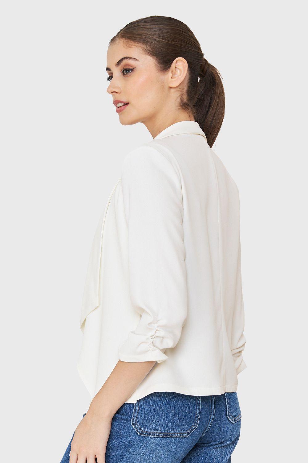 Blazer Mangas 3/4 Solapa Blanco Nicopoly-3