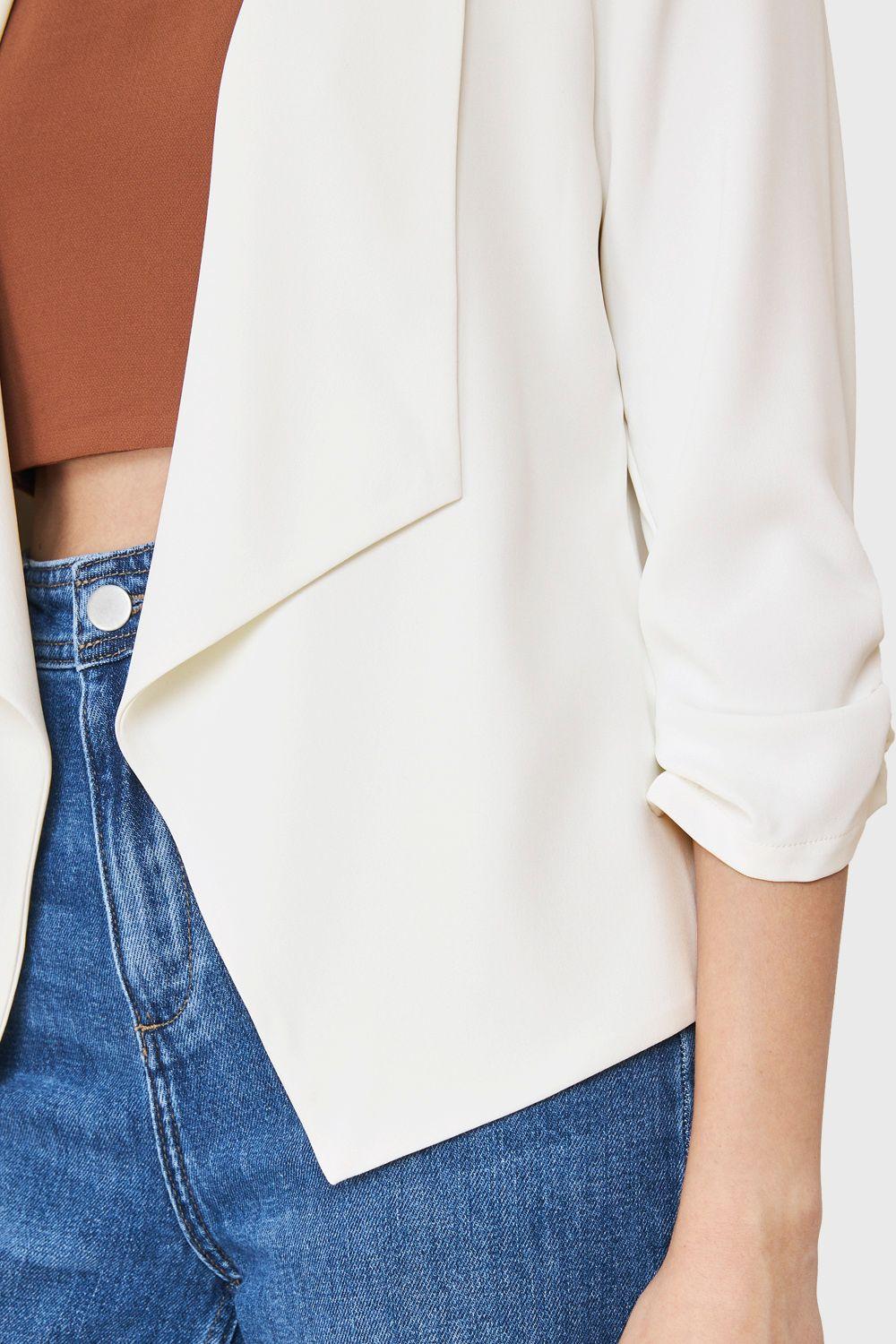 Blazer Mangas 3/4 Solapa Blanco Nicopoly-5