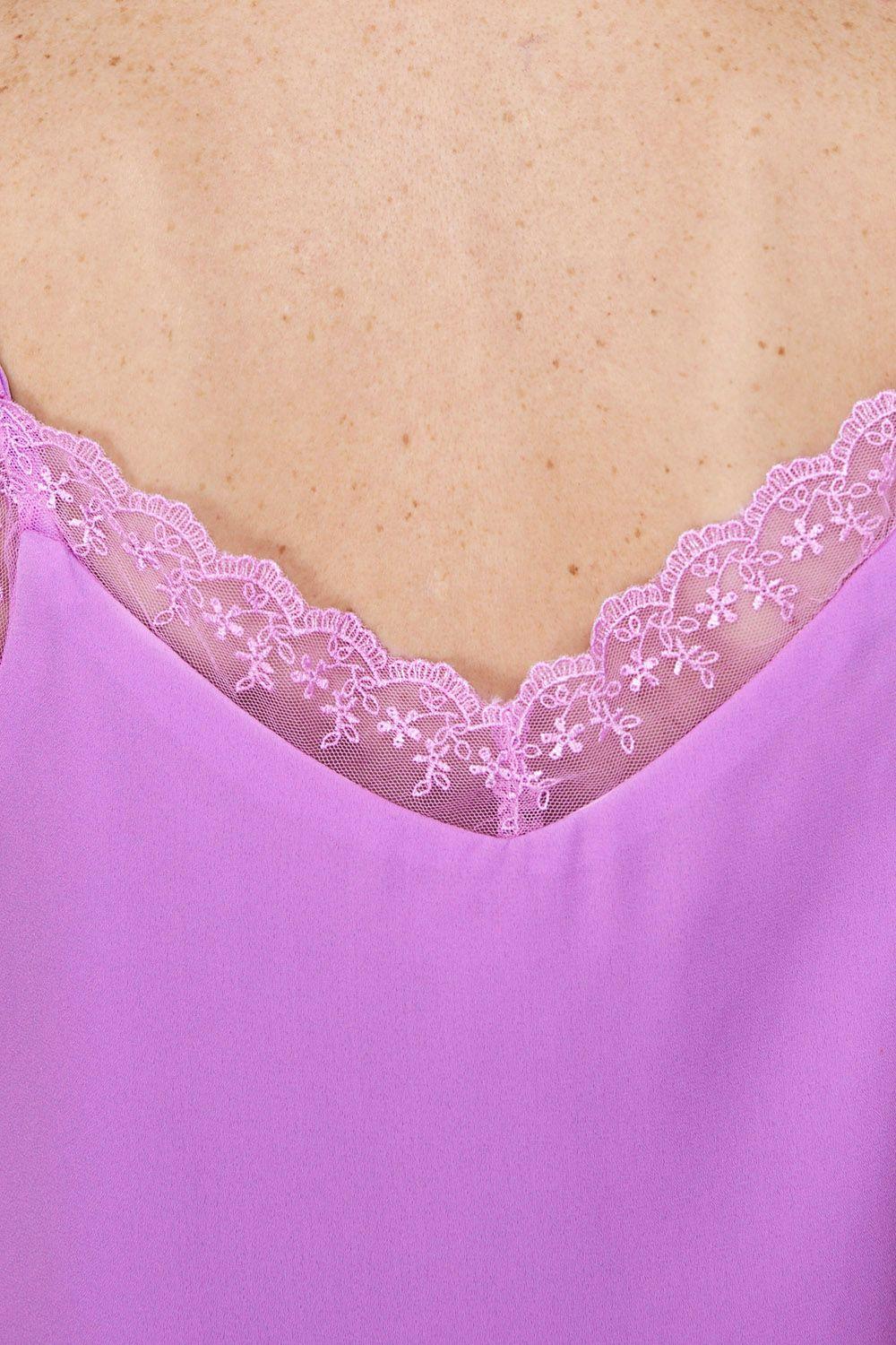 Blusa Escote V Encaje Lila Nicopoly-5