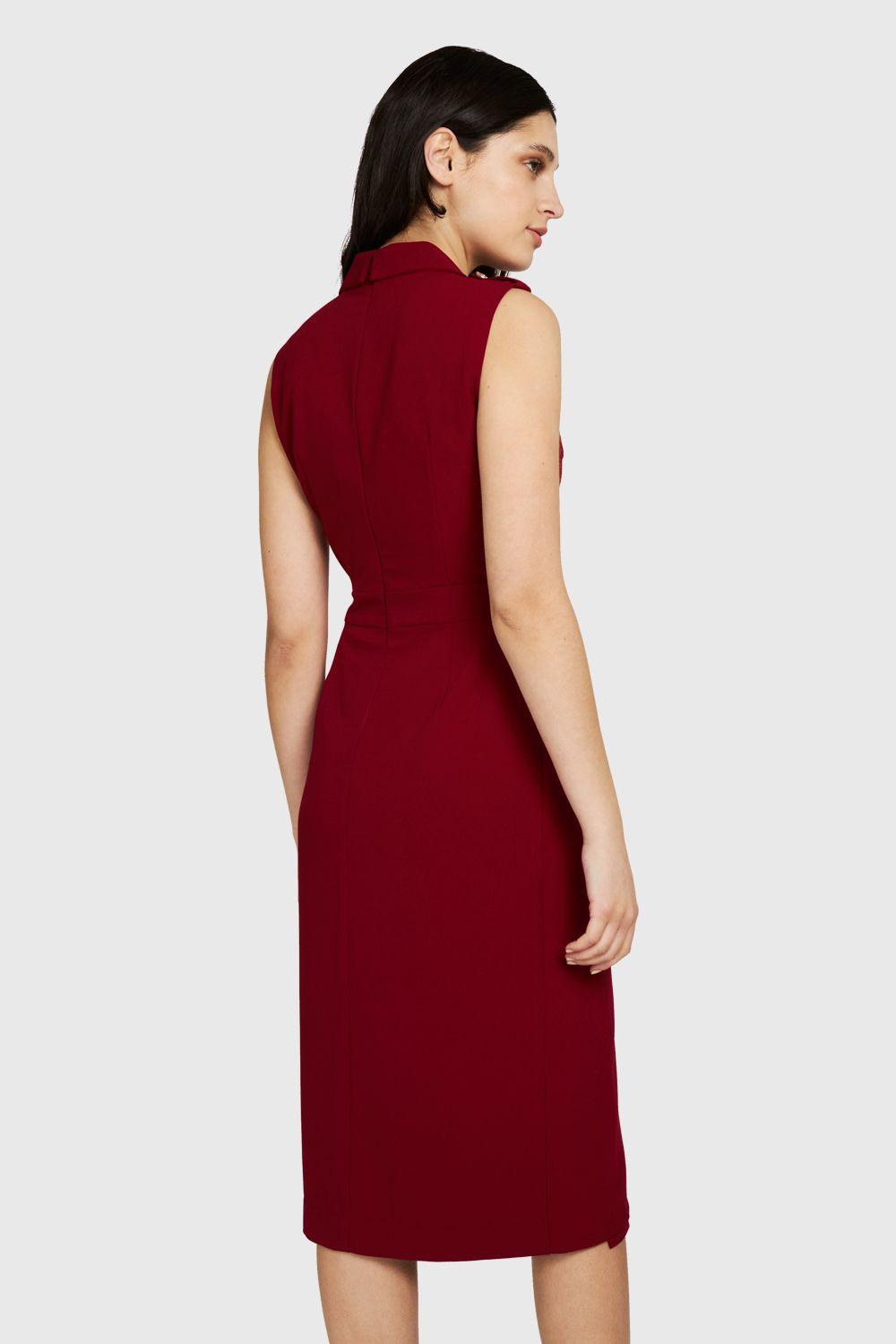 Vestido Solapa Cruzada Burdeo Nicopoly-3