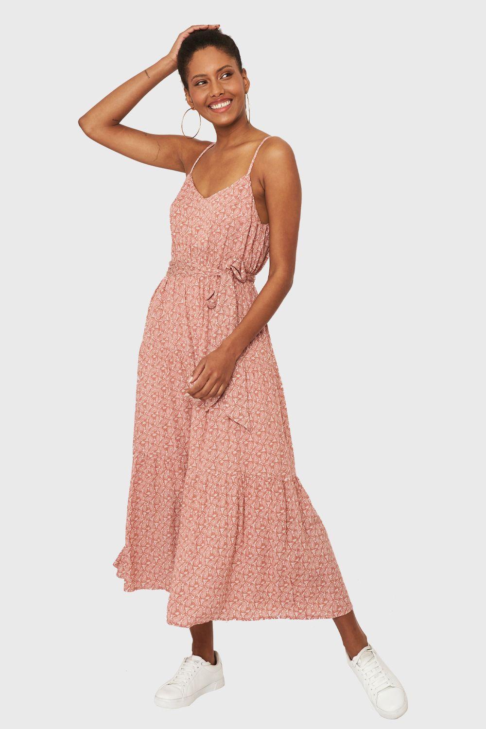 Vestido Print Paisley Rosado Nicopoly-0