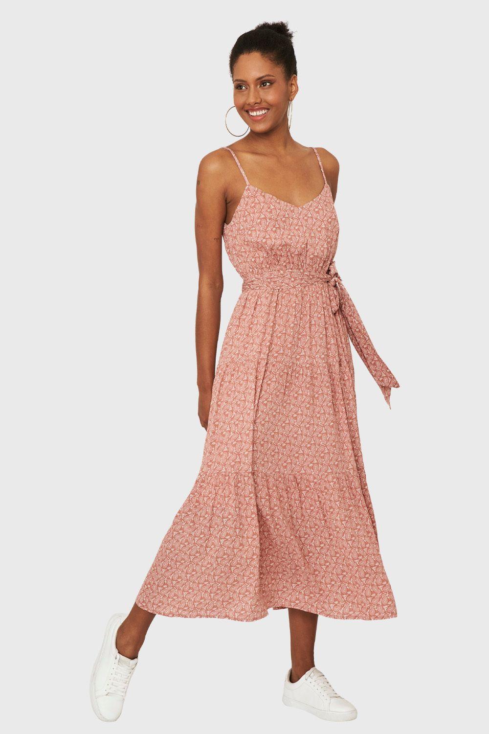 Vestido Print Paisley Rosado Nicopoly-1