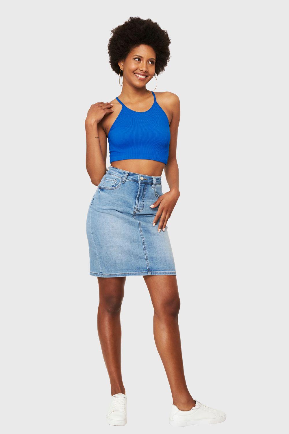 Peto Cuello Halter Azul Eléctrico Nicopoly-4