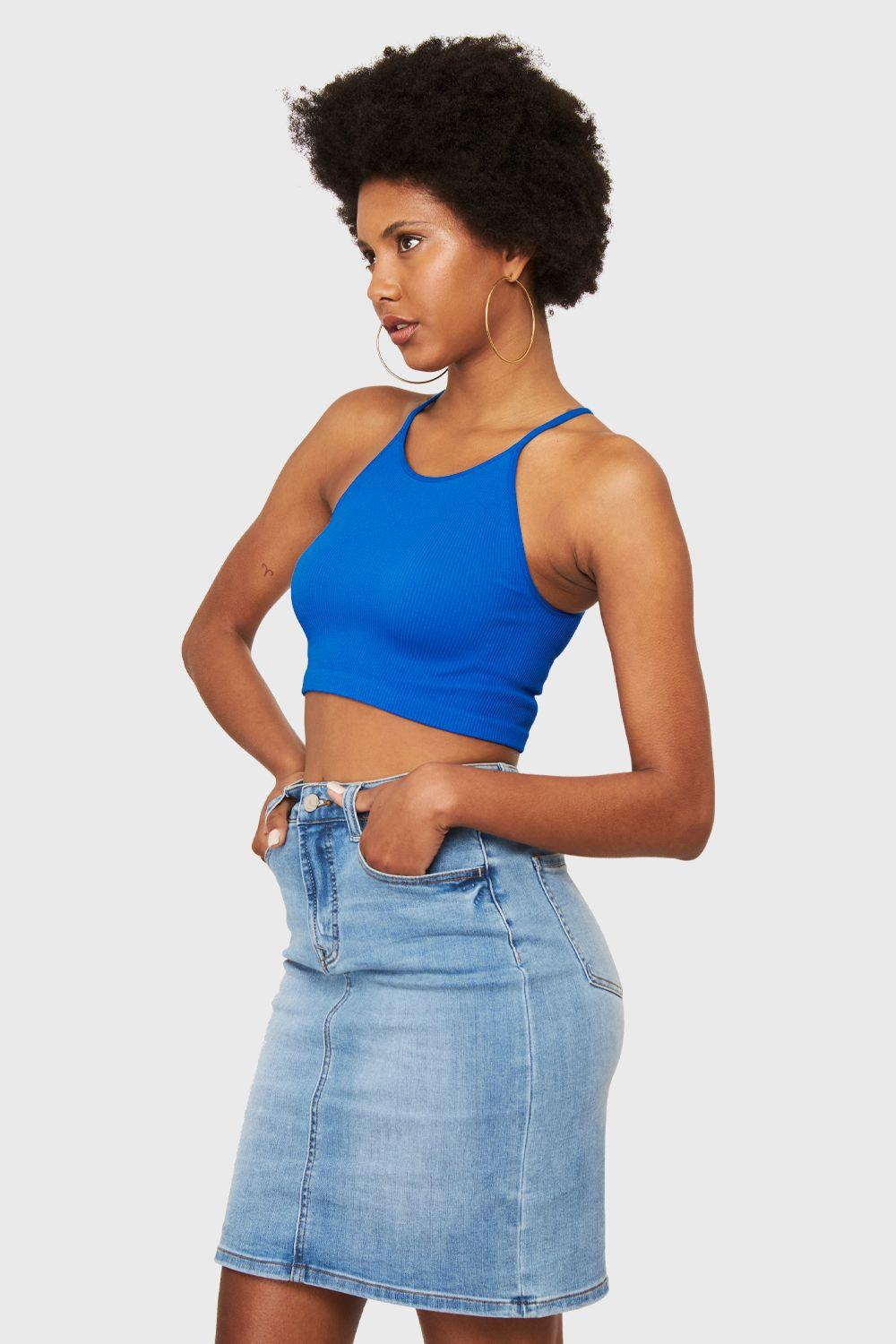 Peto Cuello Halter Azul Eléctrico Nicopoly-2