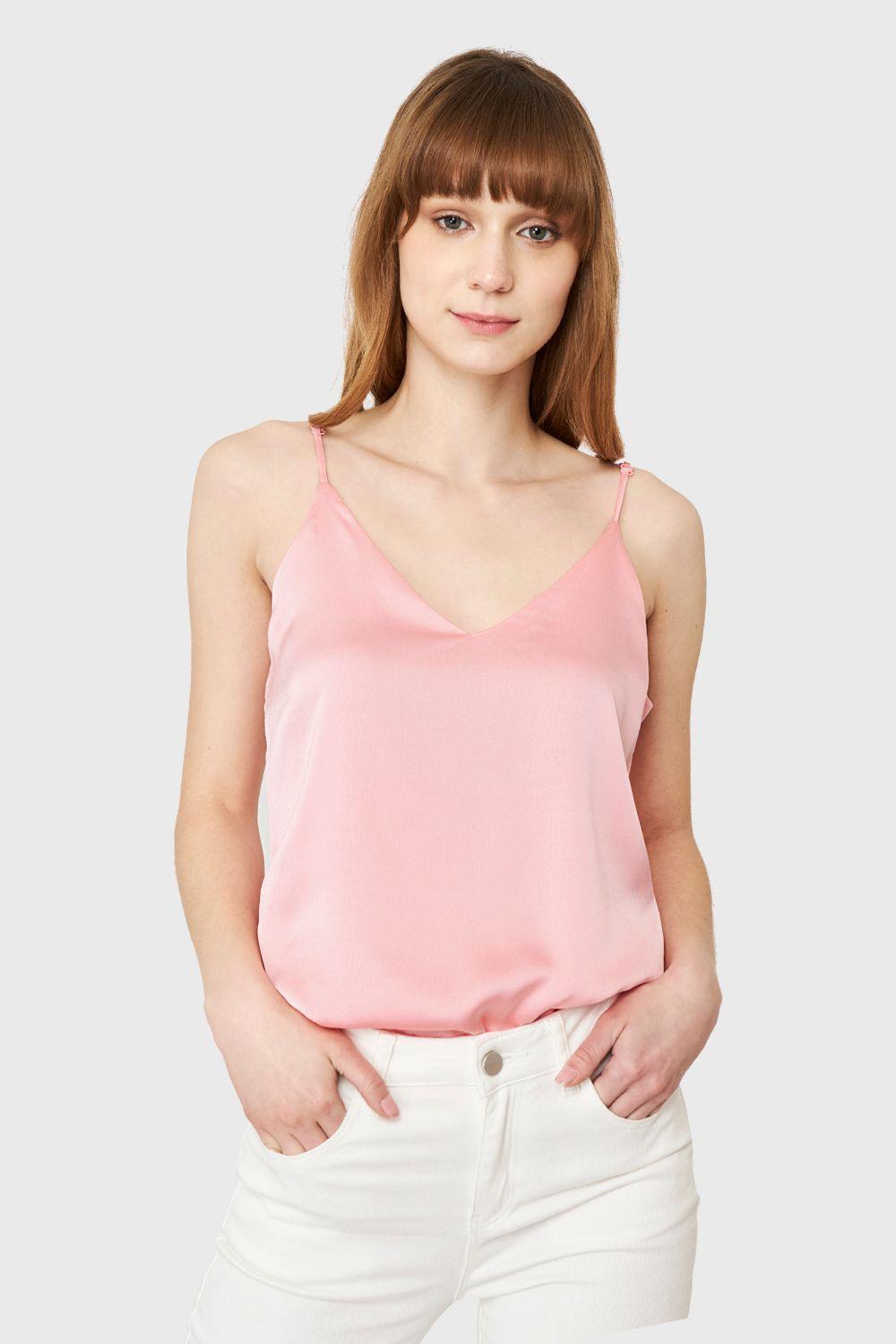 Top Tipo Satín Rosa Nicopoly-0