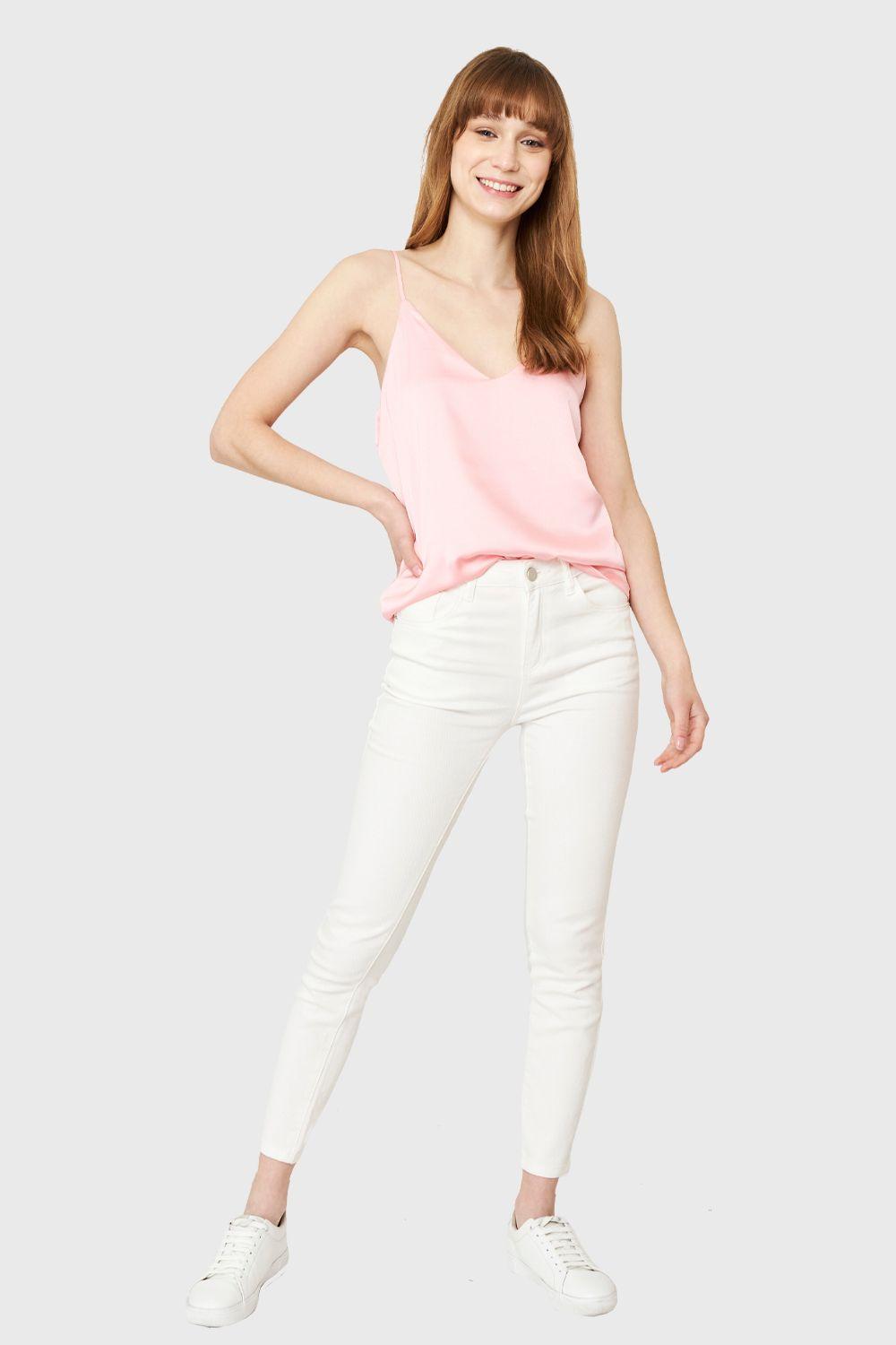Top Tipo Satín Rosa Nicopoly-1