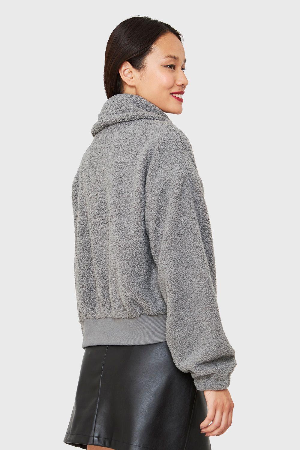 Chaqueta Teddy Cierre Y Broches Gris Nicopoly-3