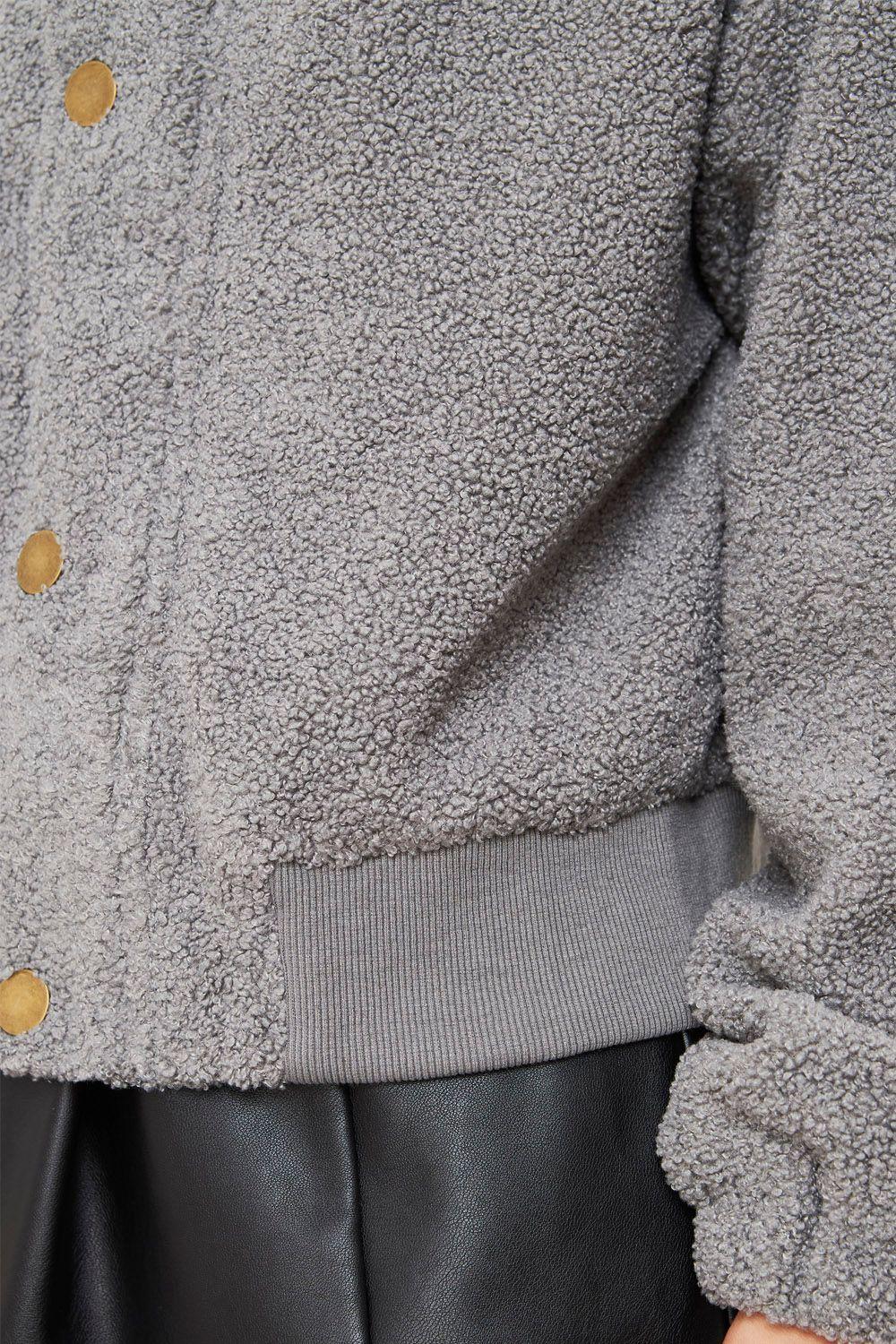 Chaqueta Teddy Cierre Y Broches Gris Nicopoly-5