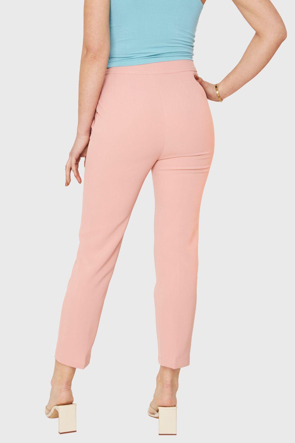 Pantalón Recto Tiro Alto Rosado Nicopoly-3