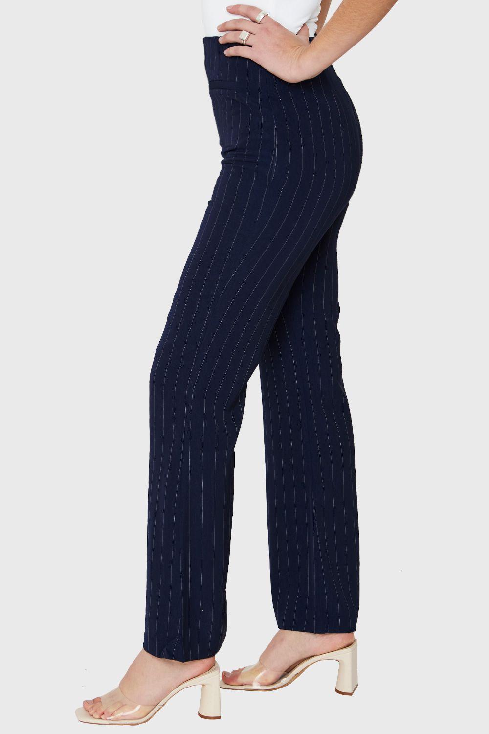 Pantalón Formal Rayas Azul Marino Nicopoly-2