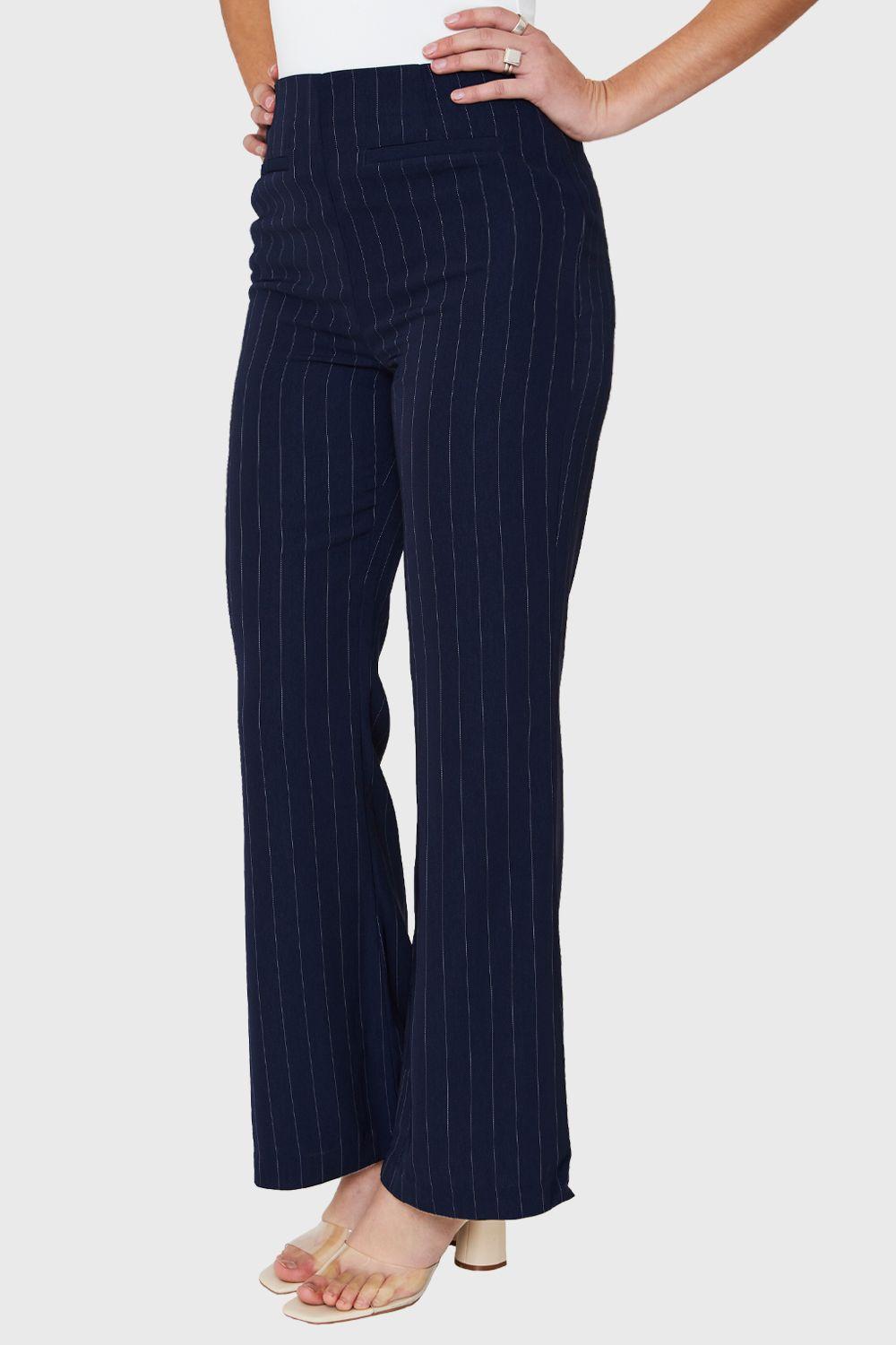 Pantalón Formal Rayas Azul Marino Nicopoly-4