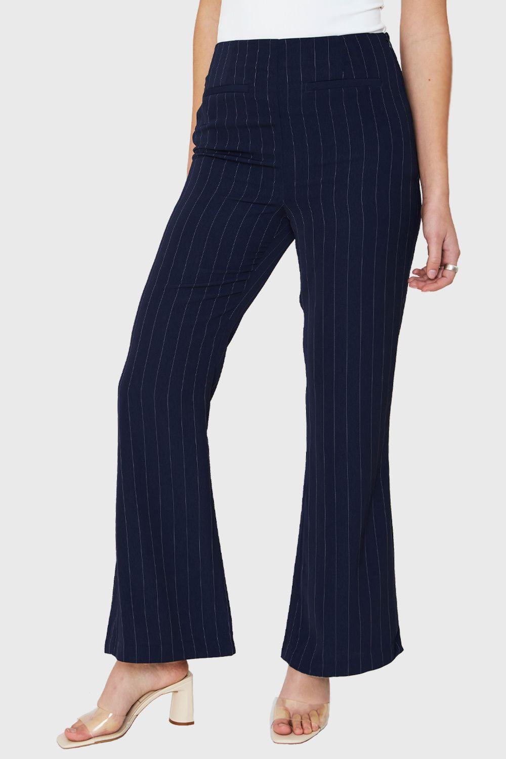 Pantalón Formal Rayas Azul Marino Nicopoly-0