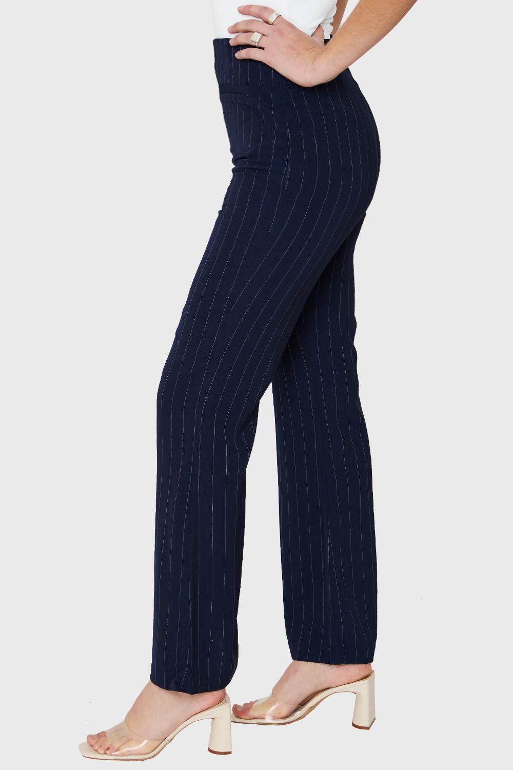 Pantalón Formal Rayas Azul Marino Nicopoly-2