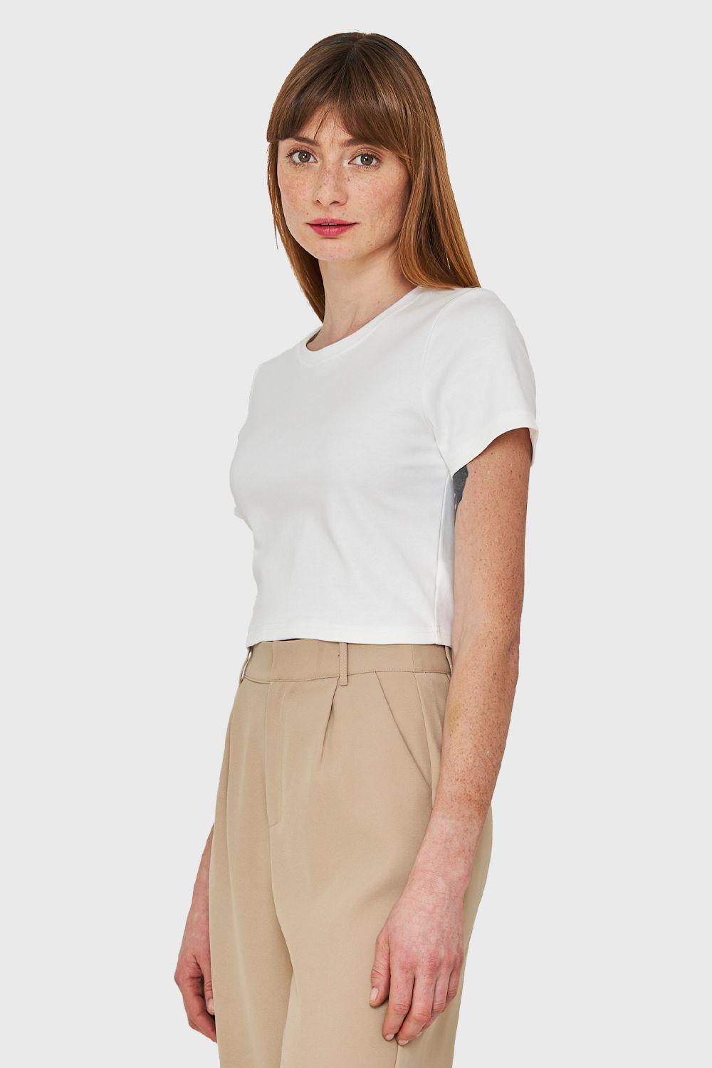 Polera Crop Básica Manga Corta Blanco Nicopoly-2