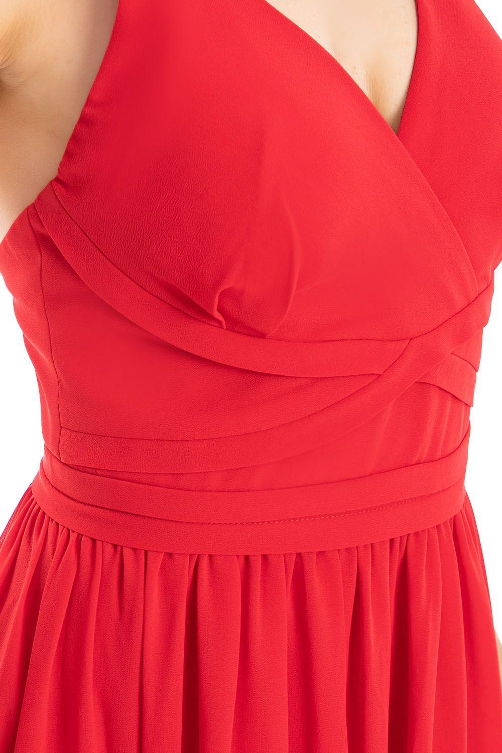Vestido Fiesta Detalle Sesgo Rojo Nicopoly-3