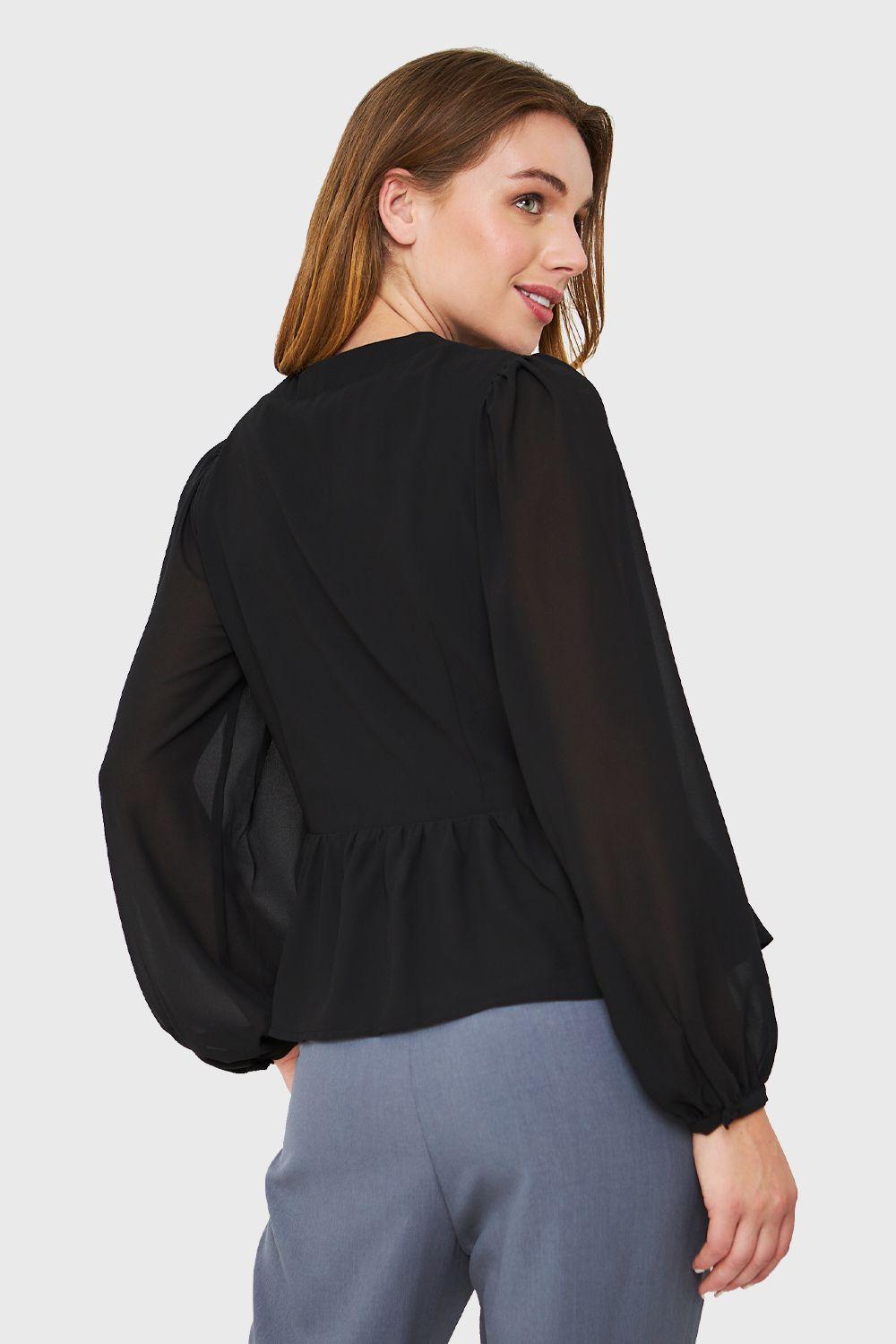 Blusa Peplum Botones Negro Nicopoly-3