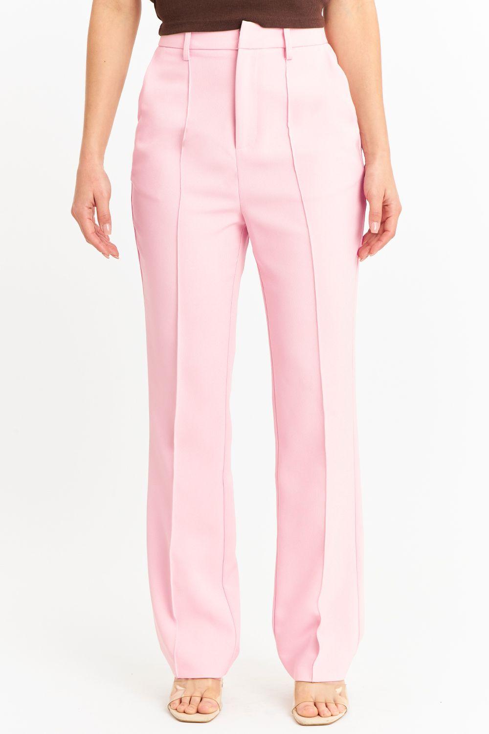 Pantalón Entallado Costuras Delanteras Rosado Nicopoly-4
