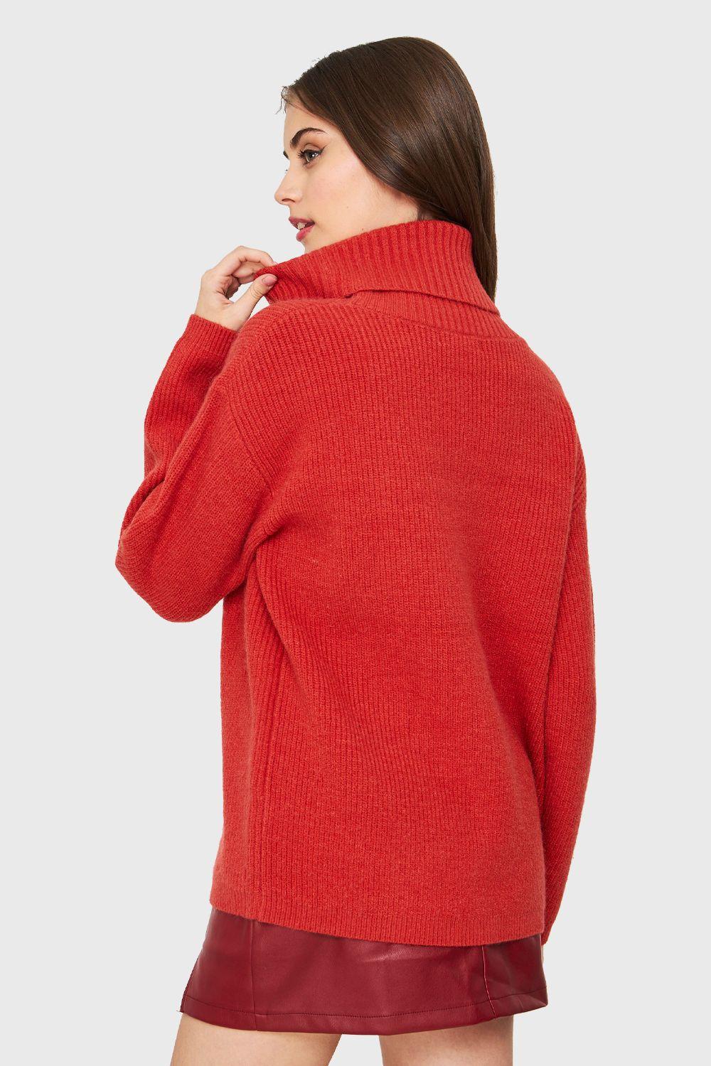 Sweater Cuello Alto Básico Naranja Nicopoly-3