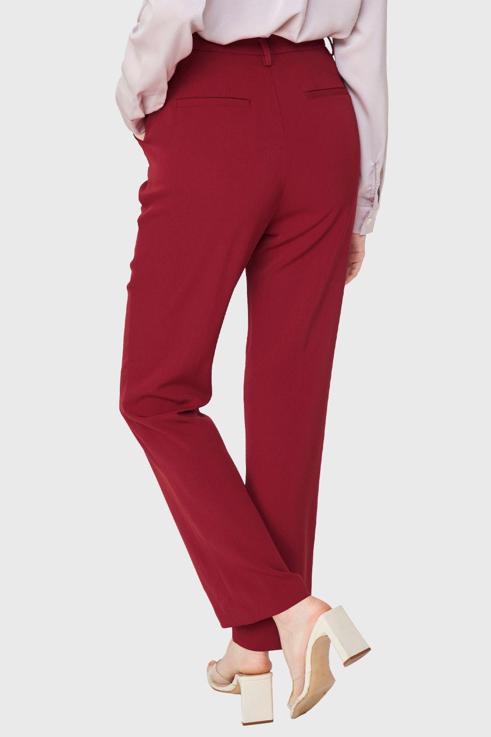 Pantalón Con Costuras Frontales Recto Burdeos Nicopoly-3
