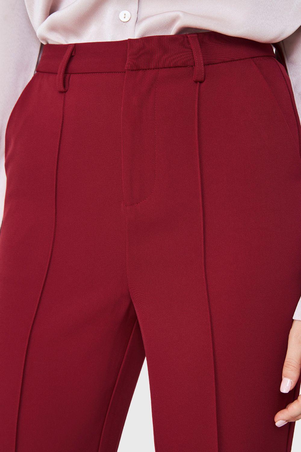 Pantalón Con Costuras Frontales Recto Burdeos Nicopoly-5