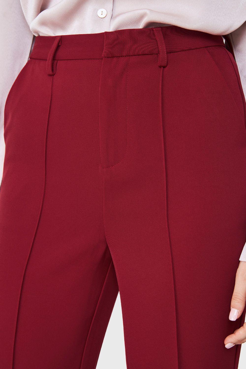 Pantalón Con Costuras Frontales Recto Burdeos Nicopoly-5