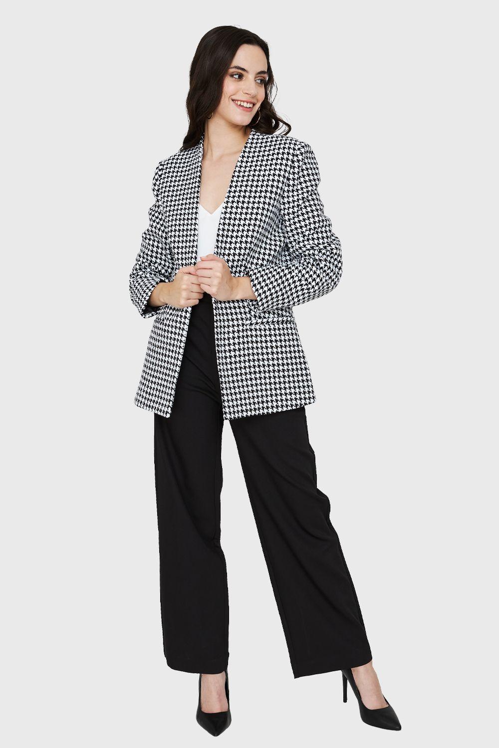 Blazer Pied De Poule Negro Nicopoly-1