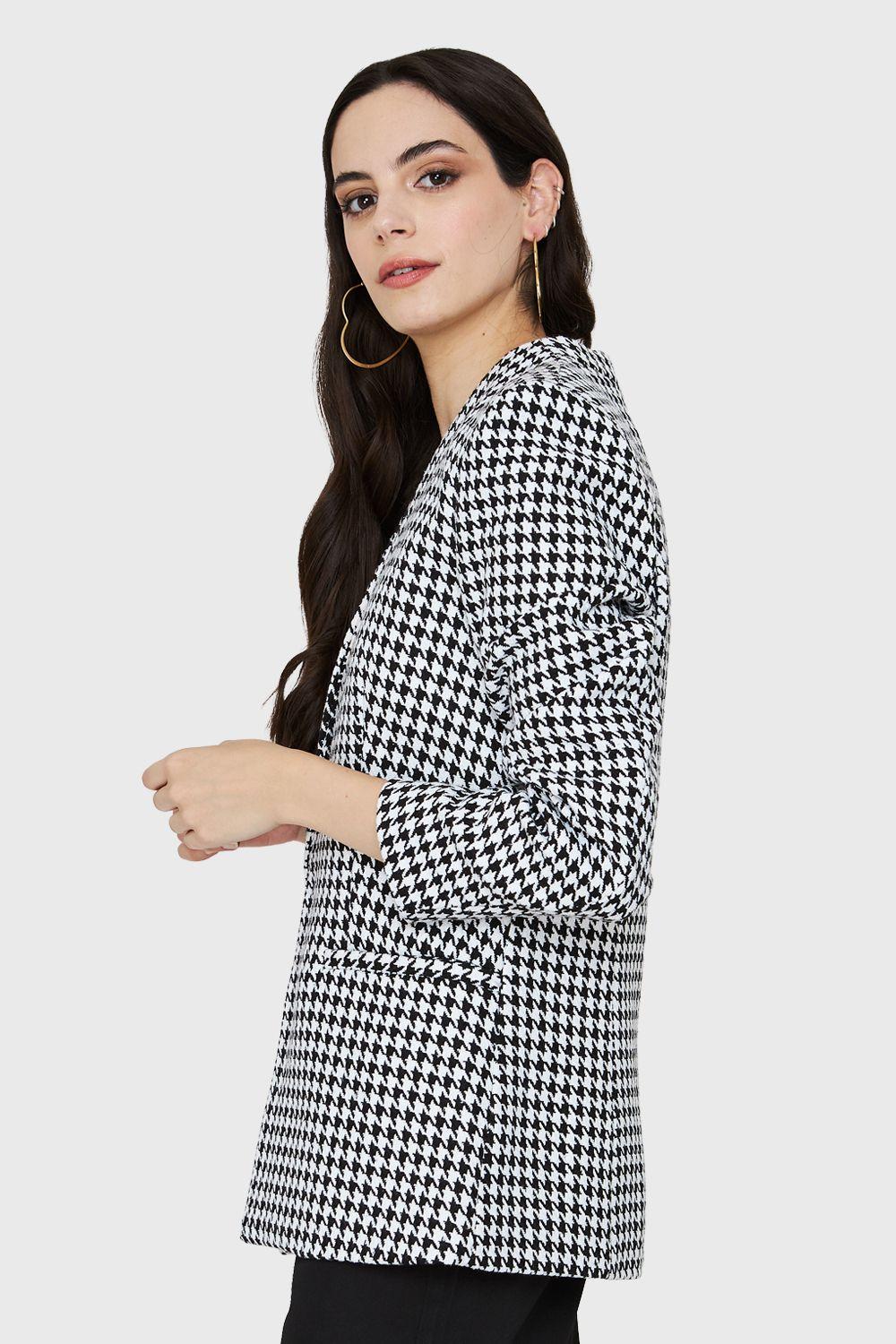 Blazer Pied De Poule Negro Nicopoly-2