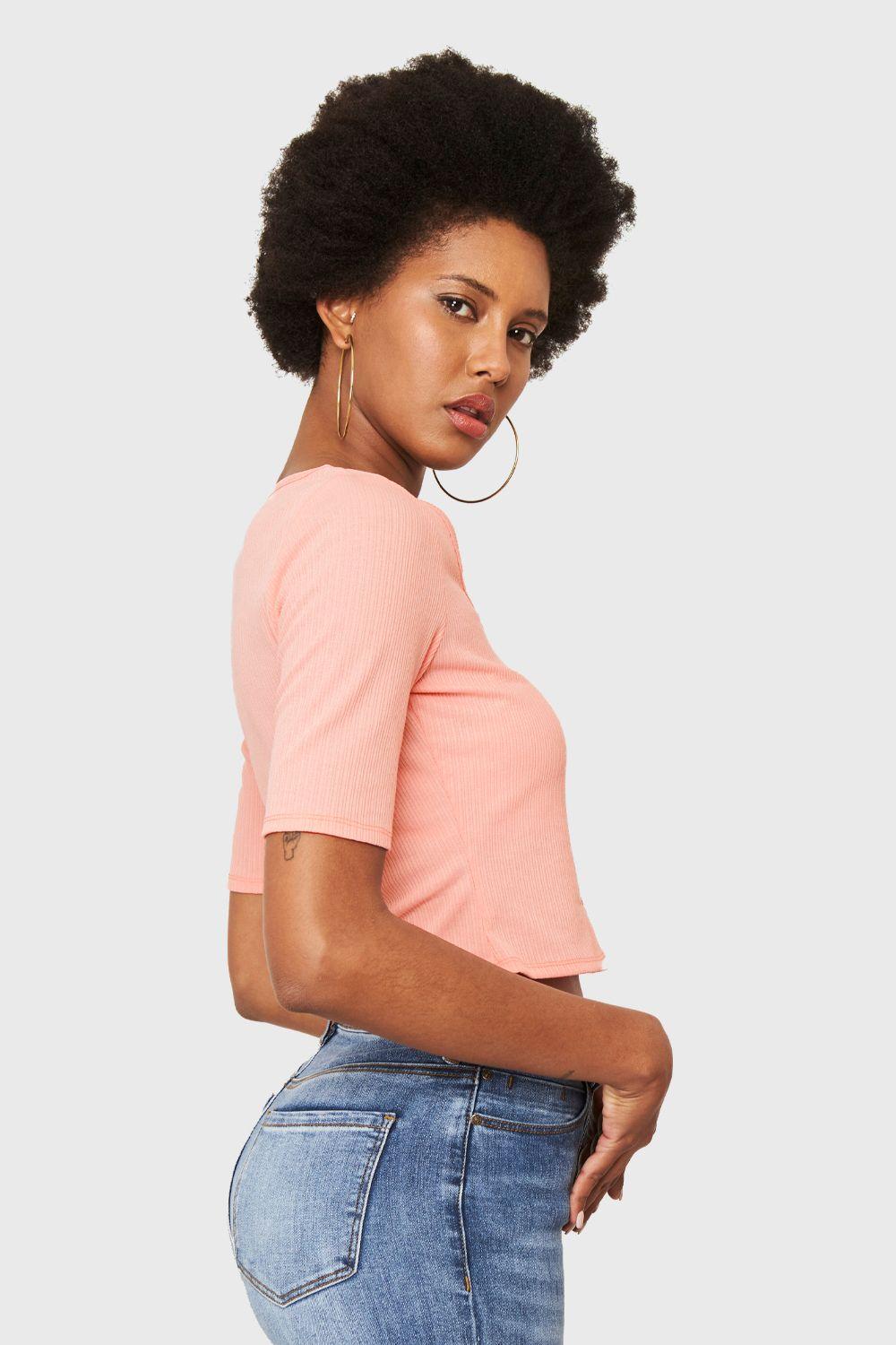 Crop Top Botones Rosado Nicopoly-2