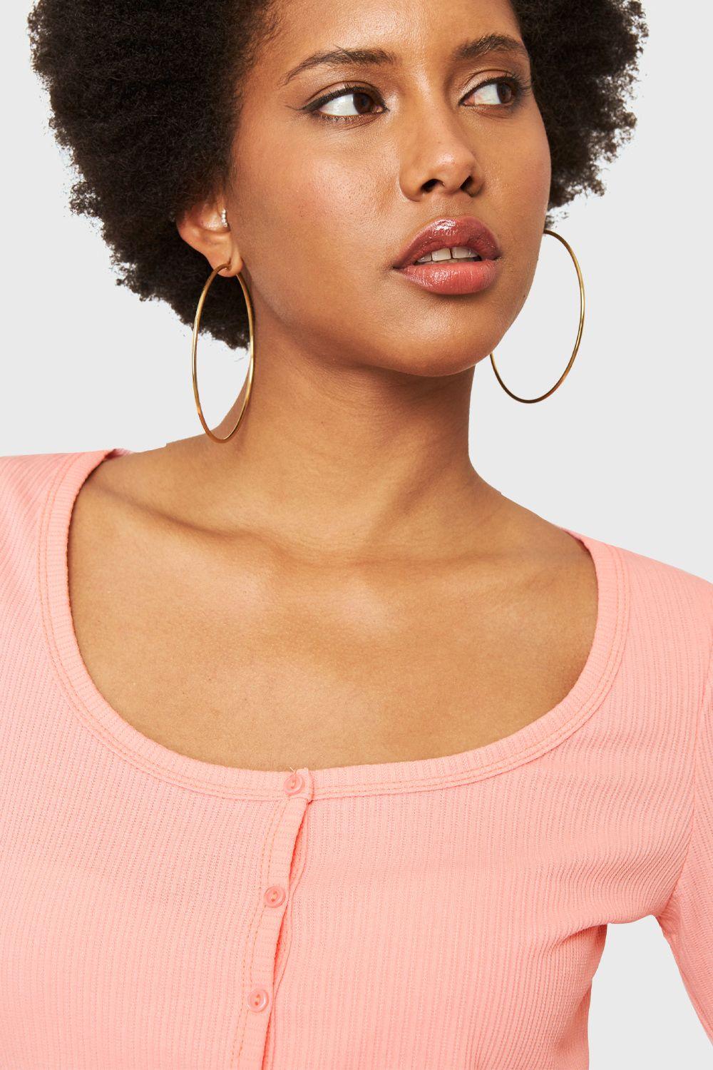 Crop Top Botones Rosado Nicopoly-5