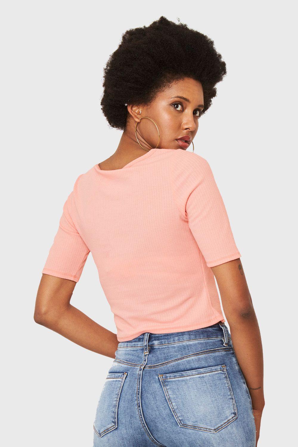 Crop Top Botones Rosado Nicopoly-3