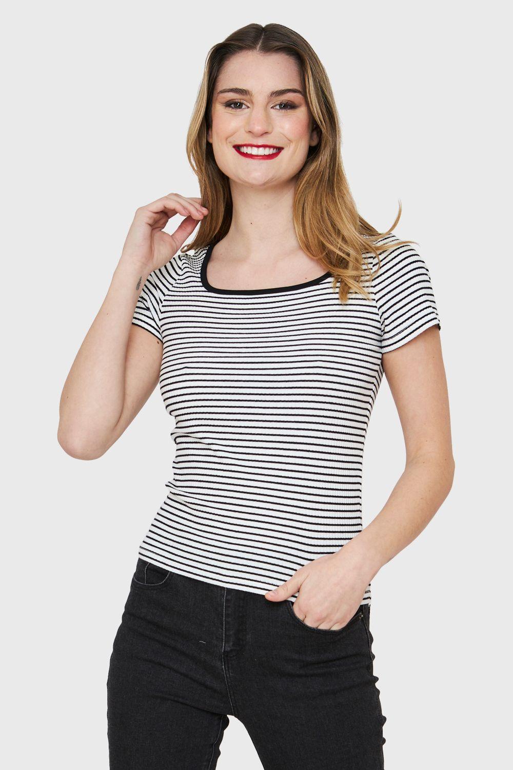 Polera Rayas Negro Nicopoly-4