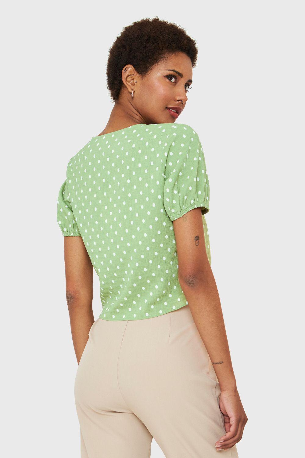 Blusa Lunares Y Nudo Verde Claro Nicopoly-3