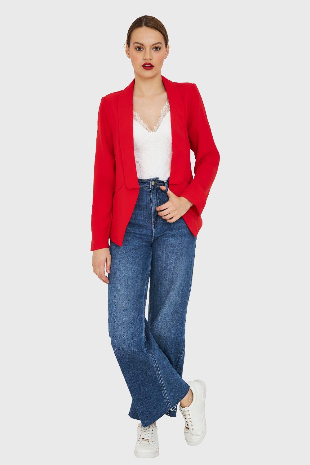 Blazer Con Solapa Rojo Nicopoly-1