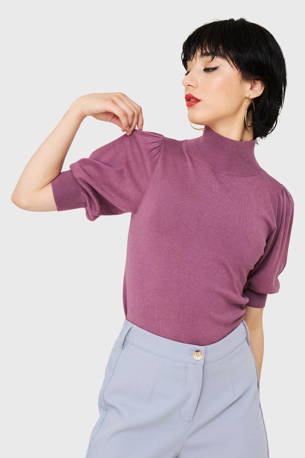 Tejido Beatle Manga Globo Lila Nicopoly-0