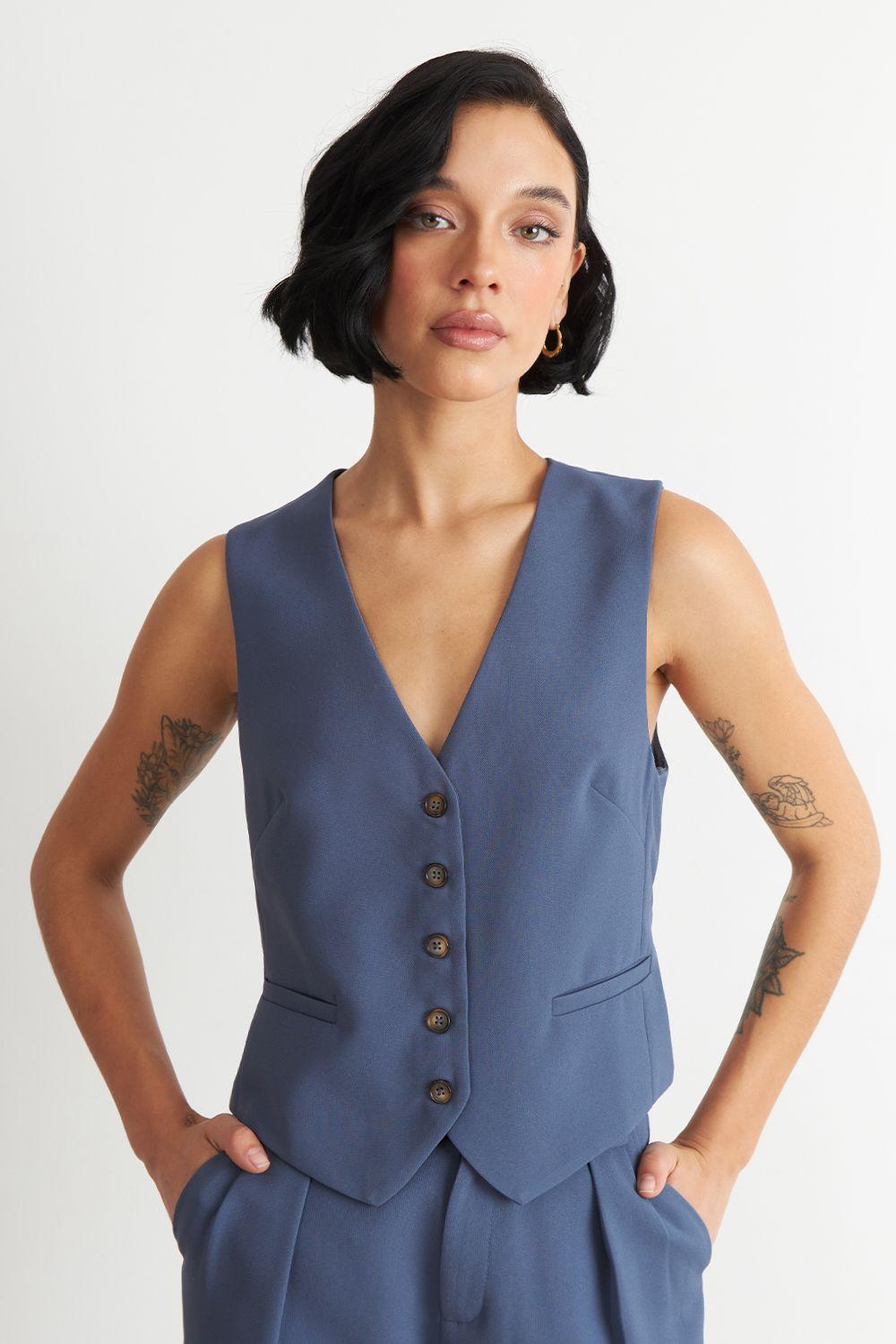 Gilet Básico Ajustable Azul Nicopoly-0