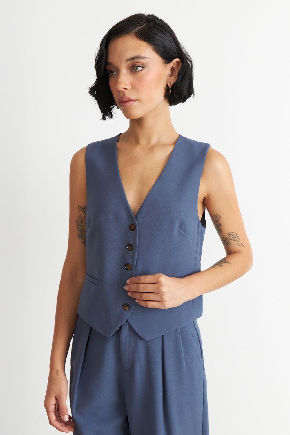 Gilet Básico Ajustable Azul Nicopoly-4