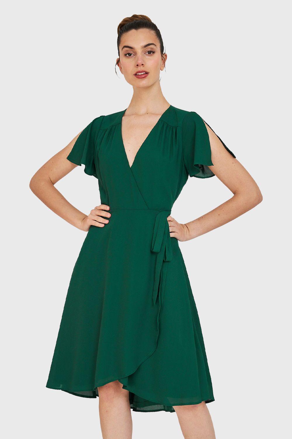 Vestido Envolvente Lazo Verde Oscuro Nicopoly-0