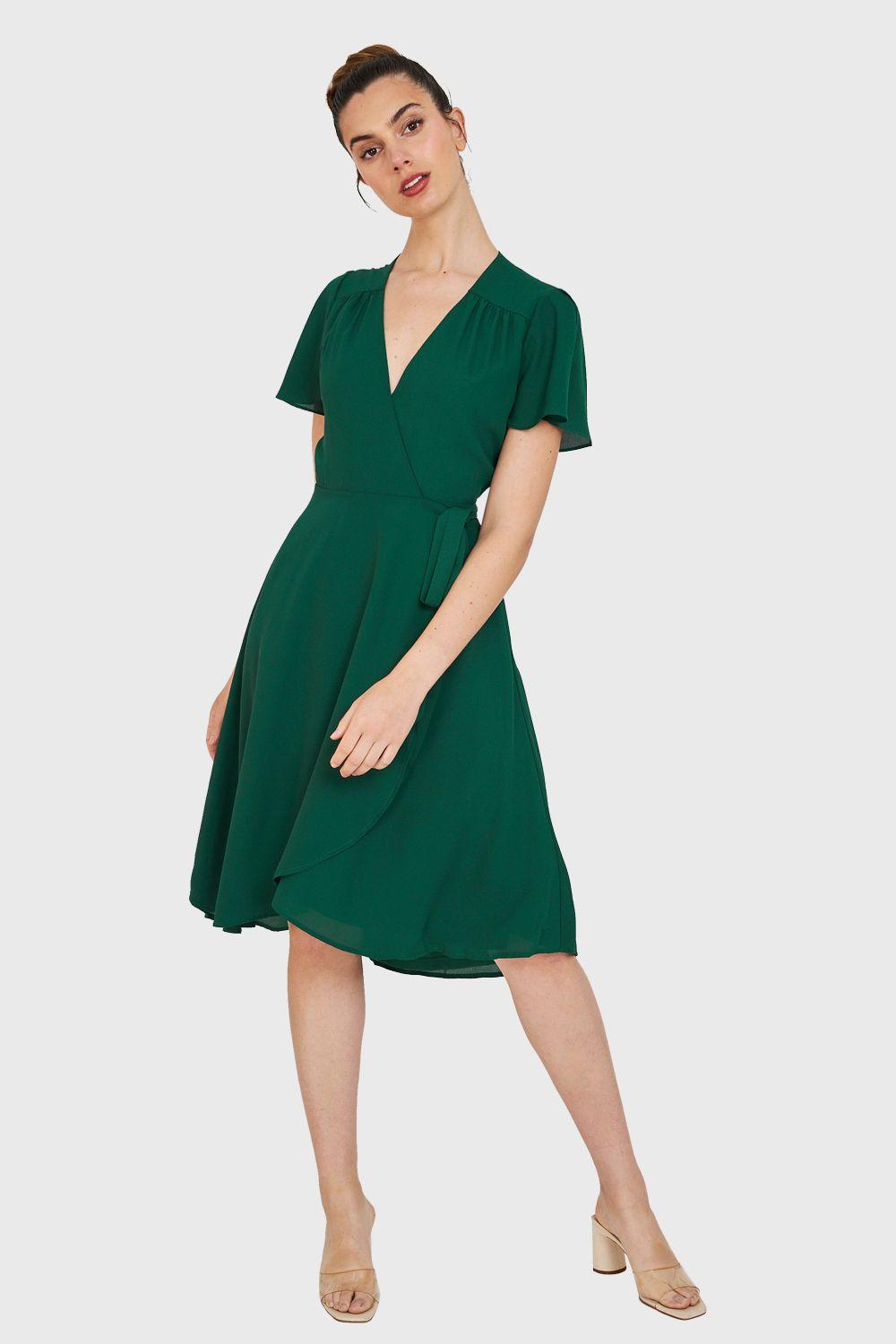 Vestido Envolvente Lazo Verde Oscuro Nicopoly-1