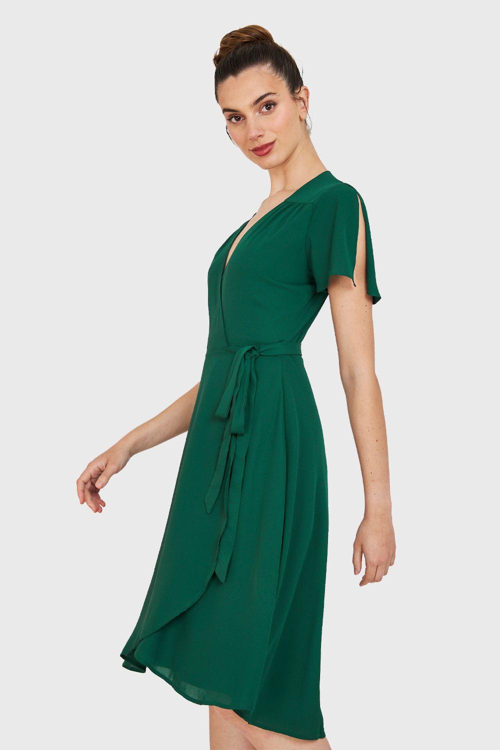 Vestido Envolvente Lazo Verde Oscuro Nicopoly-2