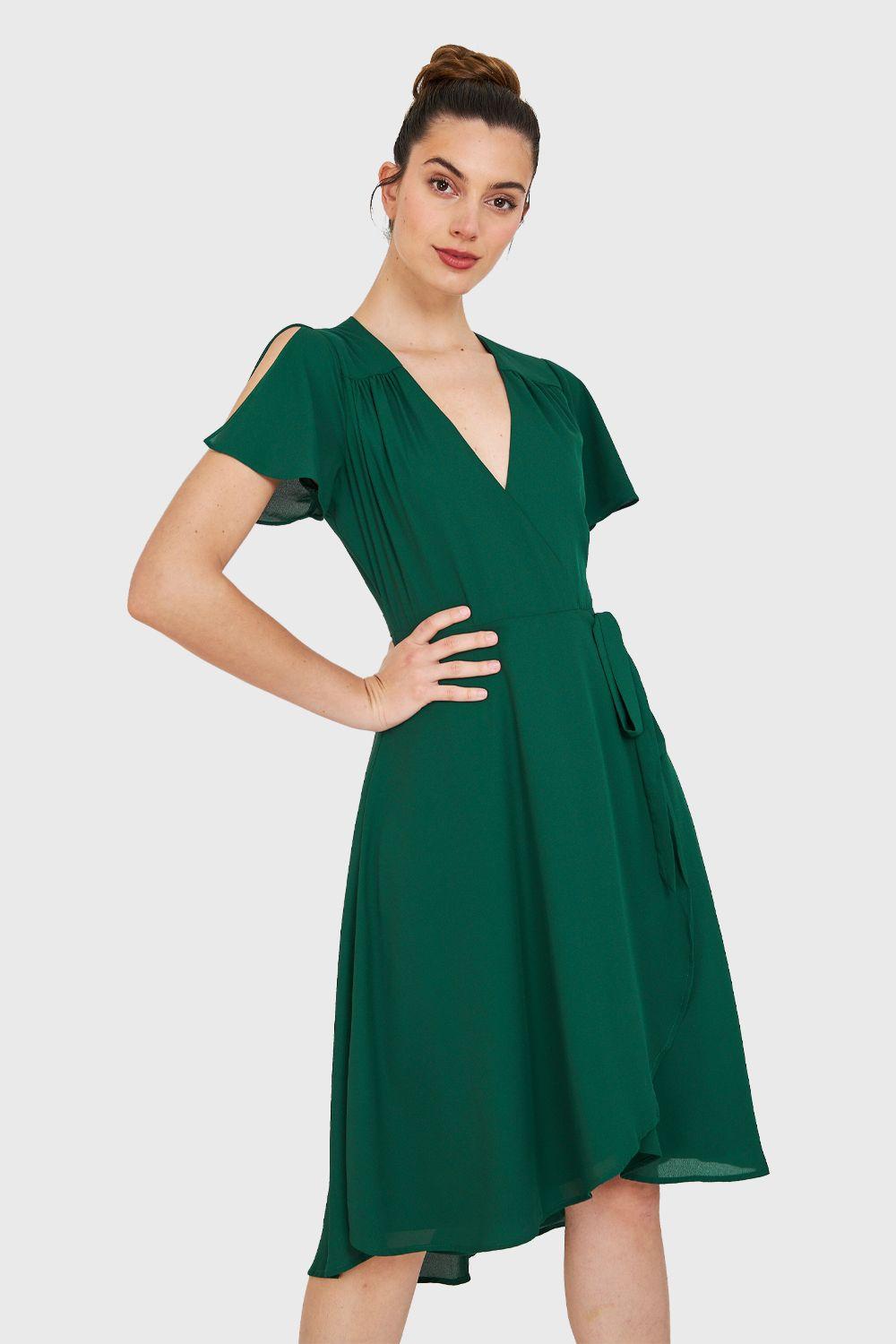 Vestido Envolvente Lazo Verde Oscuro Nicopoly-4