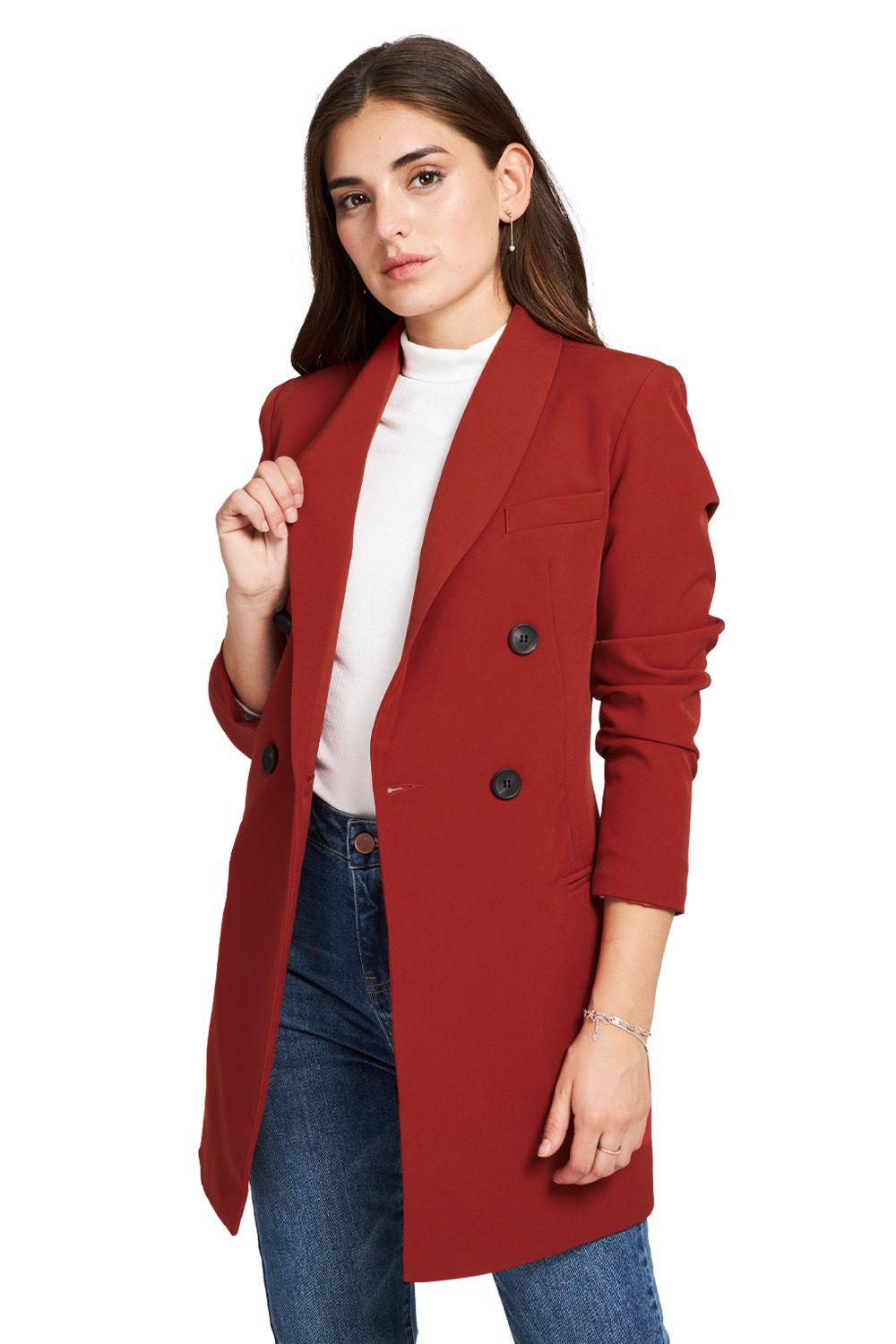 Blazer Largo Cuatro Botones Óxido Nicopoly-2
