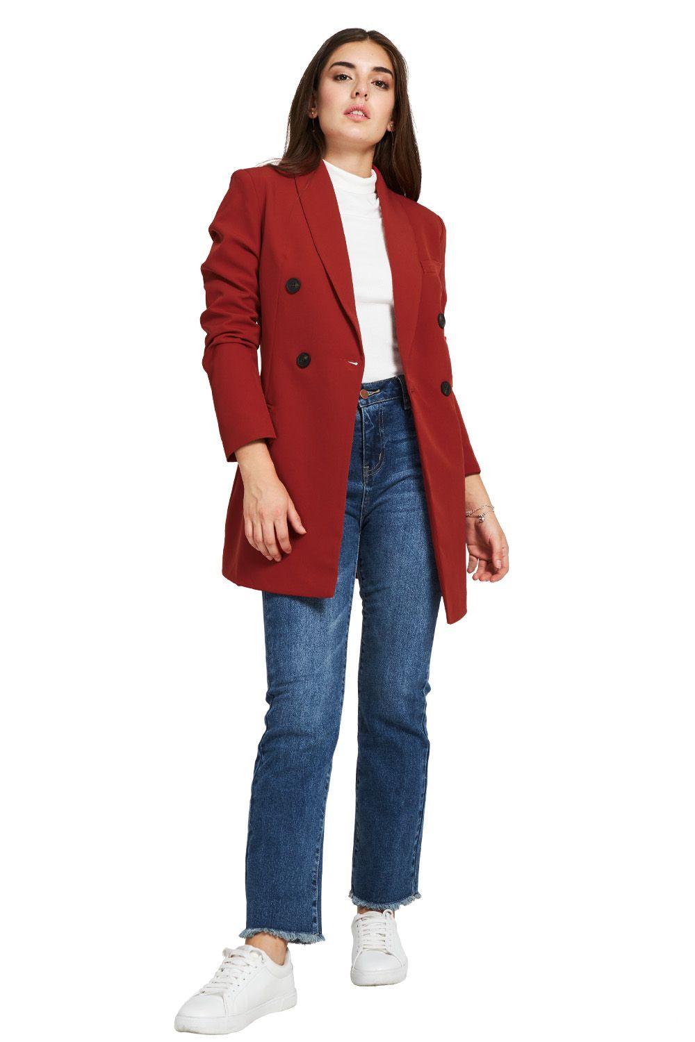 Blazer Largo Cuatro Botones Óxido Nicopoly-1